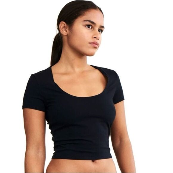 ✨Groceries Apparel Organic Cotton Grey/Blue Crop Sz Small T-Shirt✨ - Picture 4 of 9